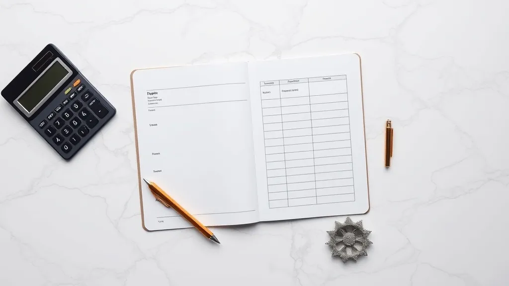 A minimalist, top-down view of a clean financial ledger on a
