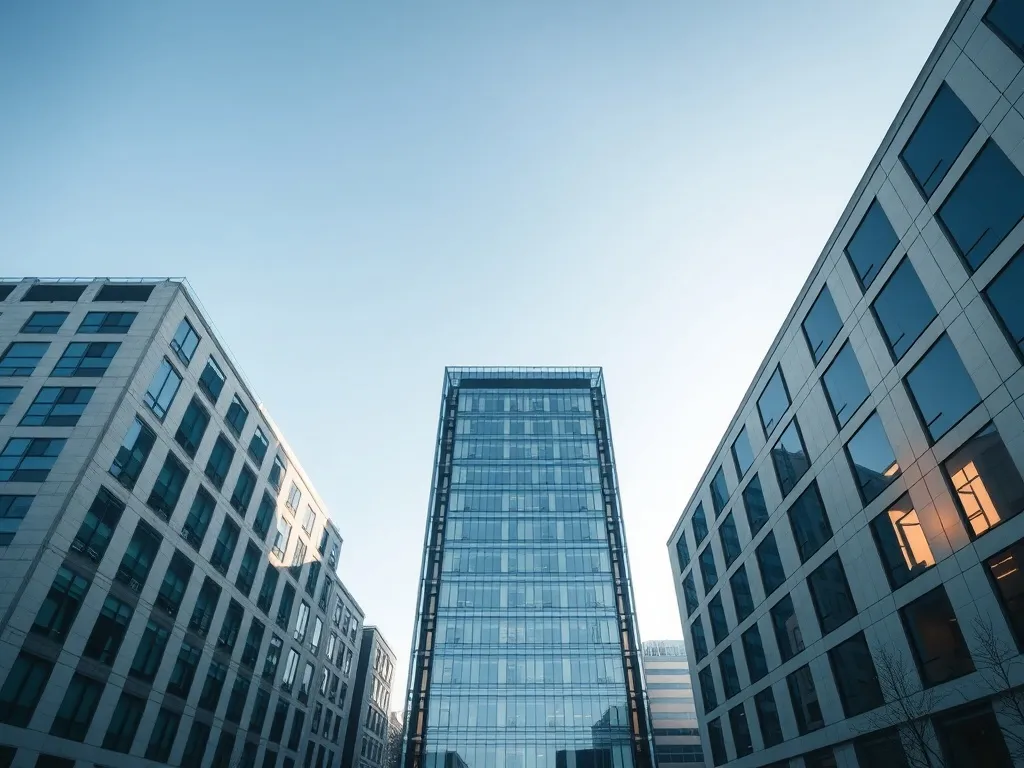A wide minimalist architectural shot of modern Ottawa buildi